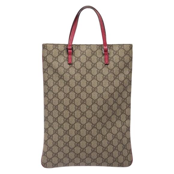 GUCCI GG Supreme Hand Bag Pvc Beige Silver - Picture 3 of 16